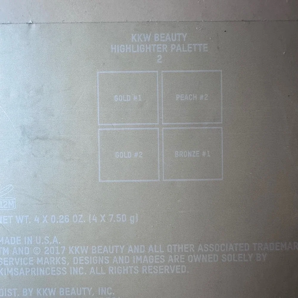 KKW Beauty Highlighter Palette 2 Gold Peach Bronze Shimmer